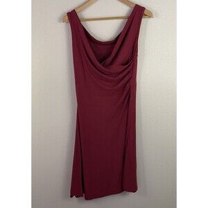 Blue Canoe Organic Womens L Red Bamboo Blend Faux Wrap Surplice Dress Ruched